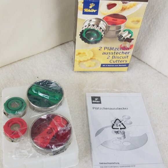 2 biscuit cutter 2 platzchen-ausstecher tchibo 4 forms flower circle star heart - Picture 2 of 6
